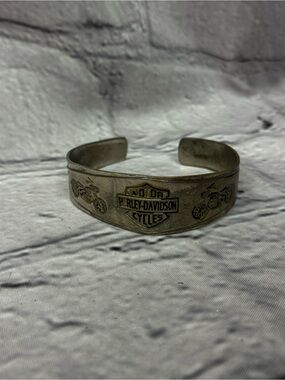 Vtg Harley Davidson Bar & Shield Wing 925 Silver Motorcycle Cuff Bracelet Mexico